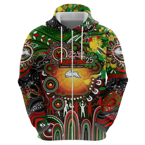 Personalised NAIDOC Week 2025 Rabbitohs Rugby Hoodie Aboriginal Dot Painting