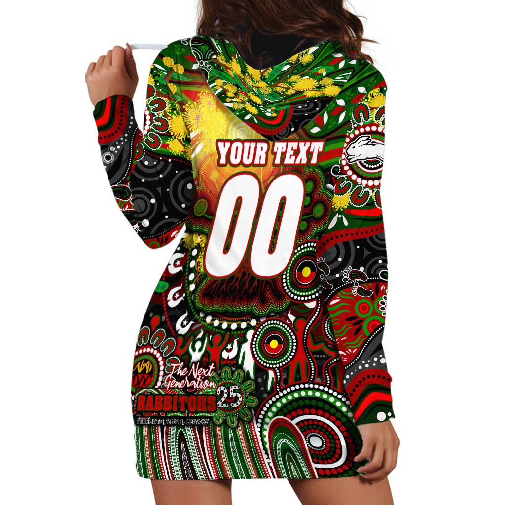Personalised NAIDOC Week 2025 Rabbitohs Rugby Hoodie Dress Aboriginal Dot Painting