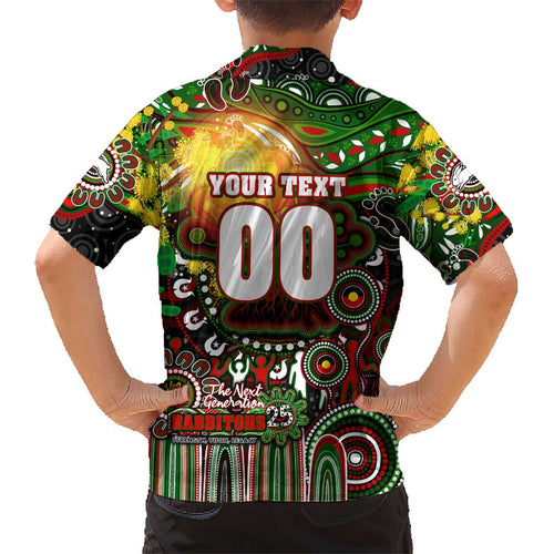 Personalised NAIDOC Week 2025 Rabbitohs Rugby Kid Hawaiian Shirt Aboriginal Dot Painting