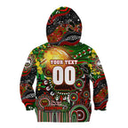 Personalised NAIDOC Week 2025 Rabbitohs Rugby Kid Hoodie Aboriginal Dot Painting