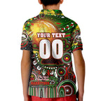 Personalised NAIDOC Week 2025 Rabbitohs Rugby Kid Polo Shirt Aboriginal Dot Painting