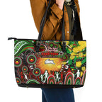 NAIDOC Week 2025 Rabbitohs Rugby Leather Tote Bag Aboriginal Dot Painting