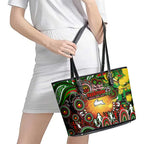 NAIDOC Week 2025 Rabbitohs Rugby Leather Tote Bag Aboriginal Dot Painting
