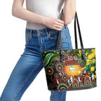 NAIDOC Week 2025 Rabbitohs Rugby Leather Tote Bag Aboriginal Dot Painting