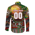 Personalised NAIDOC Week 2025 Rabbitohs Rugby Long Sleeve Button Shirt Aboriginal Dot Painting