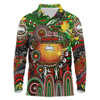 Personalised NAIDOC Week 2025 Rabbitohs Rugby Long Sleeve Polo Shirt Aboriginal Dot Painting