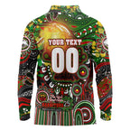 Personalised NAIDOC Week 2025 Rabbitohs Rugby Long Sleeve Polo Shirt Aboriginal Dot Painting