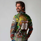 Personalised NAIDOC Week 2025 Rabbitohs Rugby Long Sleeve Polo Shirt Aboriginal Dot Painting