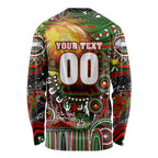 Personalised NAIDOC Week 2025 Rabbitohs Rugby Long Sleeve Shirt Aboriginal Dot Painting