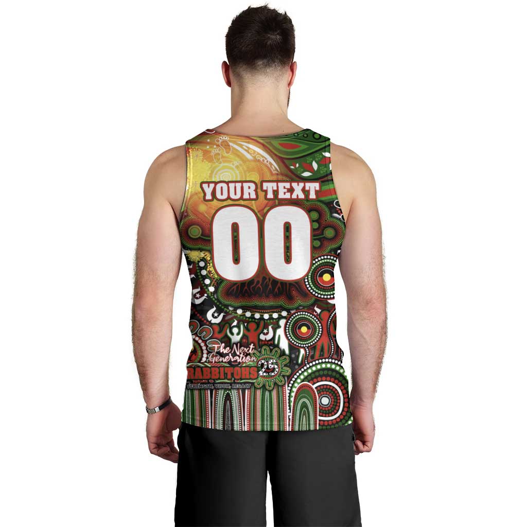 Personalised NAIDOC Week 2025 Rabbitohs Rugby Men Tank Top Aboriginal Dot Painting
