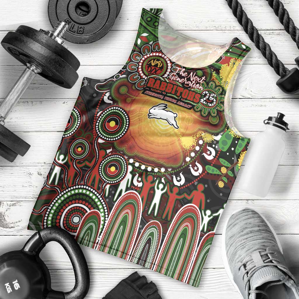Personalised NAIDOC Week 2025 Rabbitohs Rugby Men Tank Top Aboriginal Dot Painting