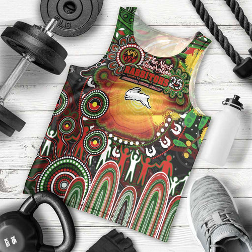 Personalised NAIDOC Week 2025 Rabbitohs Rugby Men Tank Top Aboriginal Dot Painting