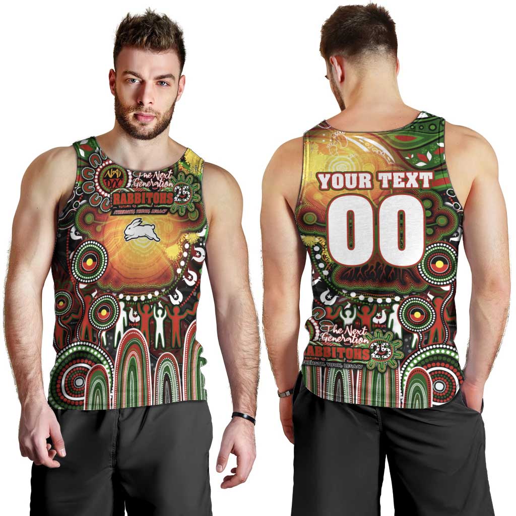 Personalised NAIDOC Week 2025 Rabbitohs Rugby Men Tank Top Aboriginal Dot Painting
