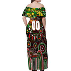 Personalised NAIDOC Week 2025 Rabbitohs Rugby Off Shoulder Maxi Dress Aboriginal Dot Painting