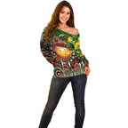 Personalised NAIDOC Week 2025 Rabbitohs Rugby Off Shoulder Sweater Aboriginal Dot Painting
