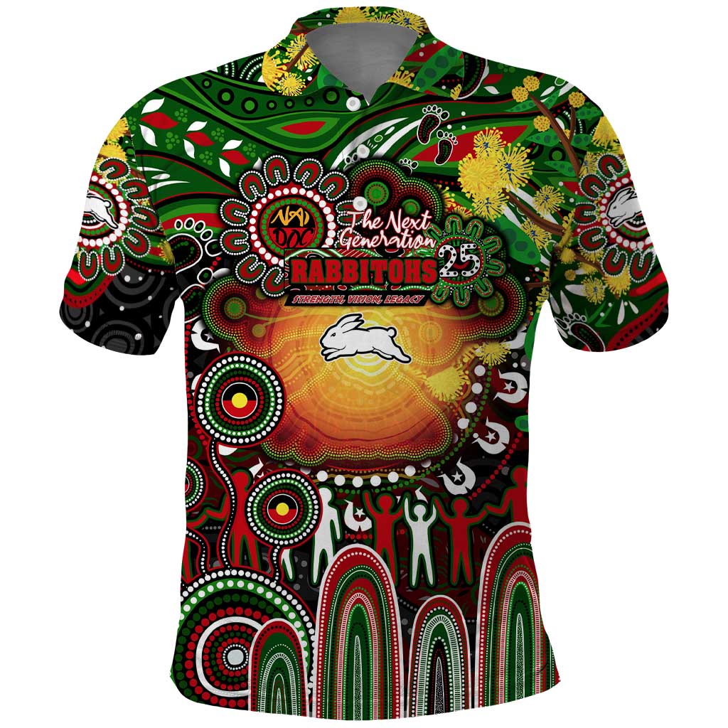 Personalised NAIDOC Week 2025 Rabbitohs Rugby Polo Shirt Aboriginal Dot Painting