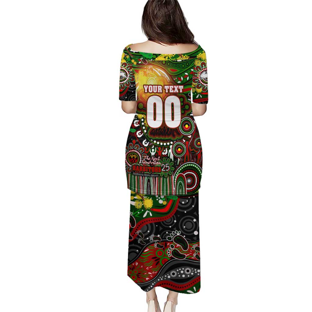Personalised NAIDOC Week 2025 Rabbitohs Rugby Puletasi Aboriginal Dot Painting