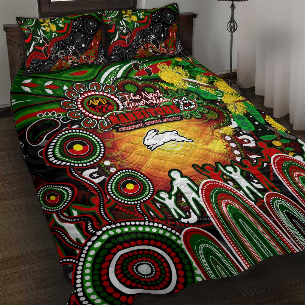 NAIDOC Week 2025 Rabbitohs Rugby Quilt Bed Set Aboriginal Dot Painting