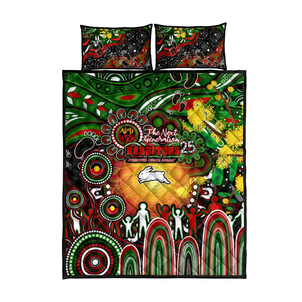 NAIDOC Week 2025 Rabbitohs Rugby Quilt Bed Set Aboriginal Dot Painting