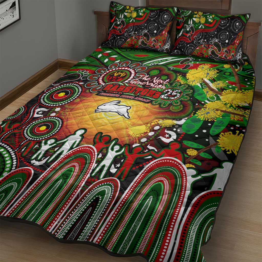 NAIDOC Week 2025 Rabbitohs Rugby Quilt Bed Set Aboriginal Dot Painting