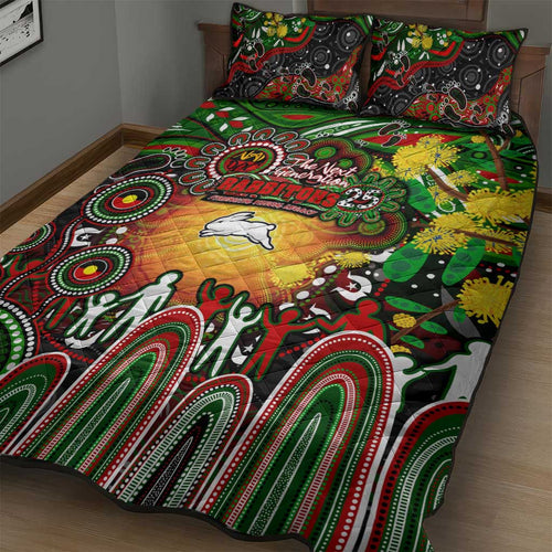 NAIDOC Week 2025 Rabbitohs Rugby Quilt Bed Set Aboriginal Dot Painting