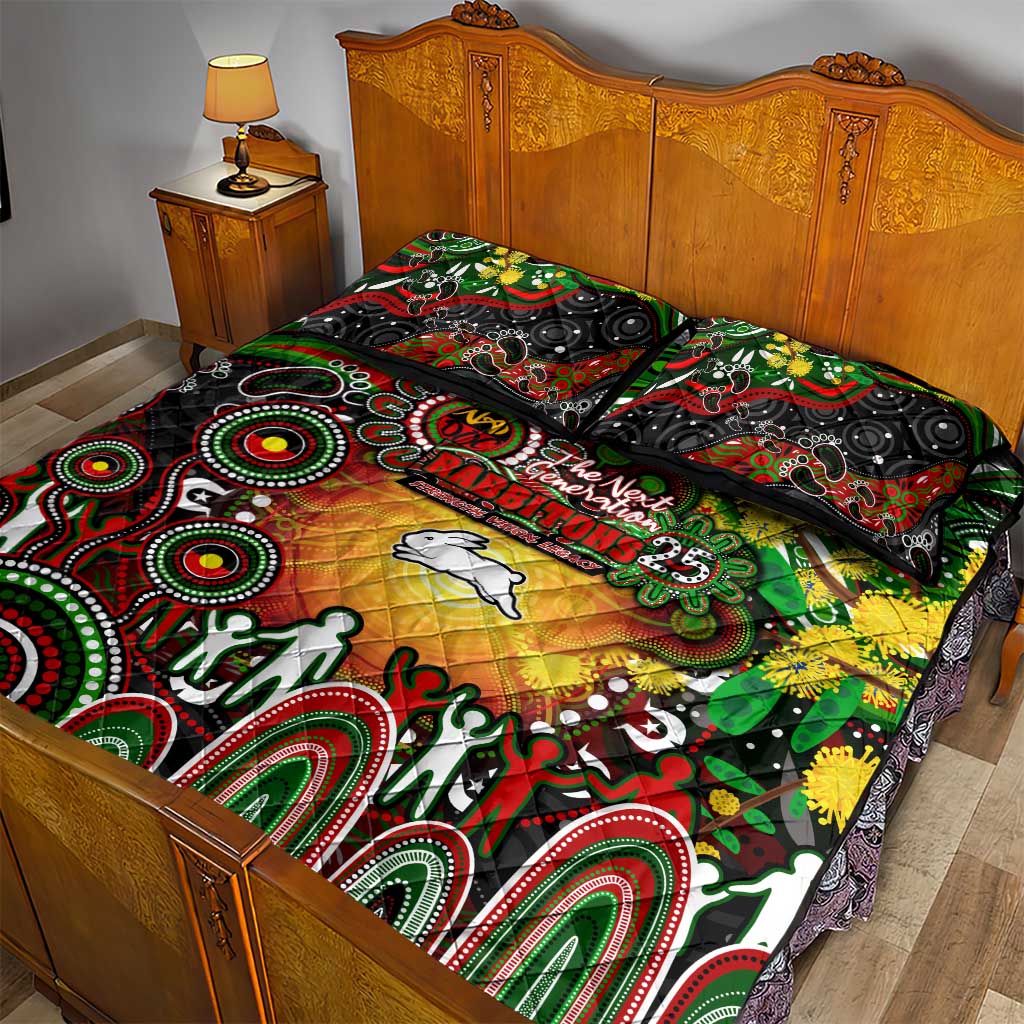 NAIDOC Week 2025 Rabbitohs Rugby Quilt Bed Set Aboriginal Dot Painting