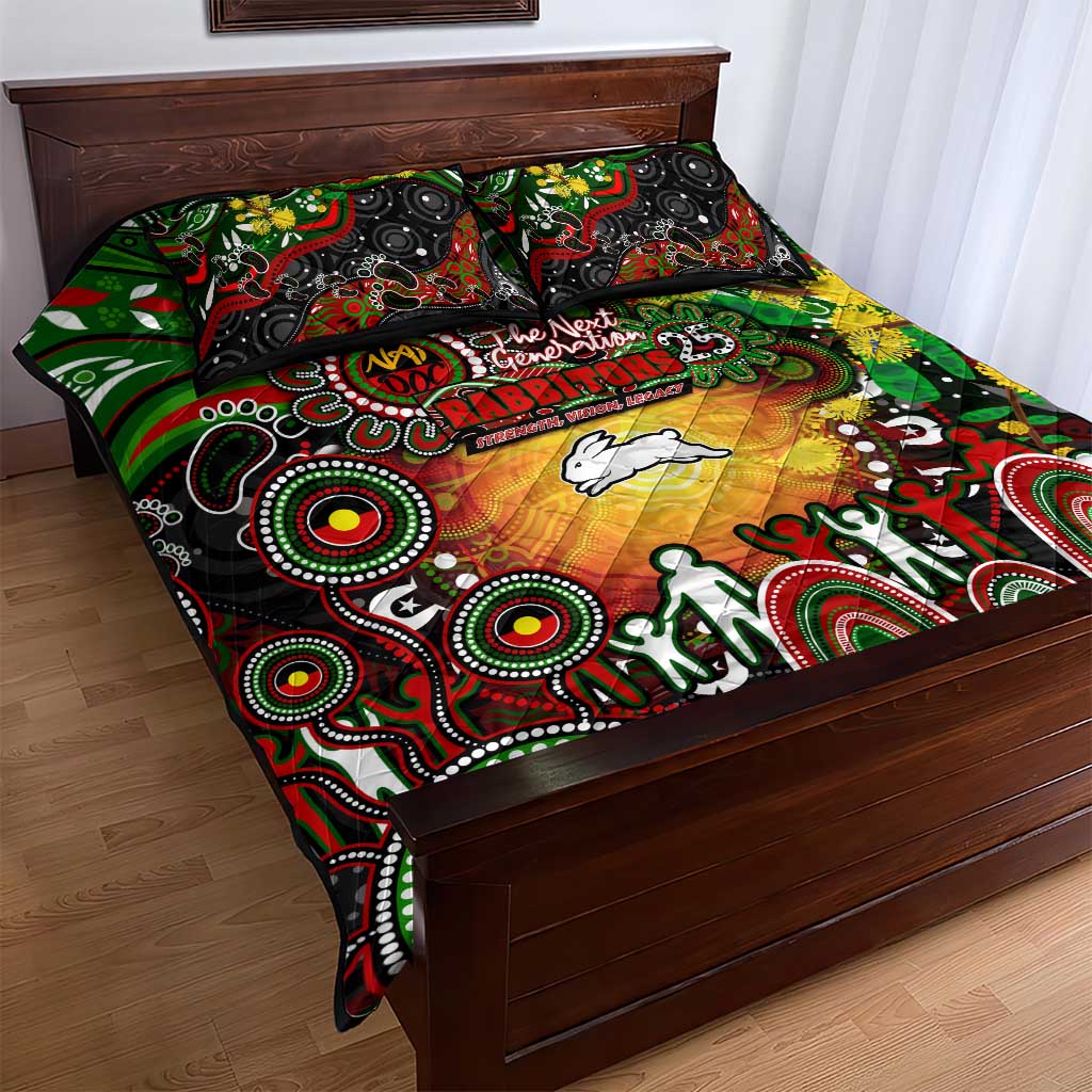 NAIDOC Week 2025 Rabbitohs Rugby Quilt Bed Set Aboriginal Dot Painting