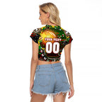 Personalised NAIDOC Week 2025 Rabbitohs Rugby Raglan Cropped T Shirt Aboriginal Dot Painting