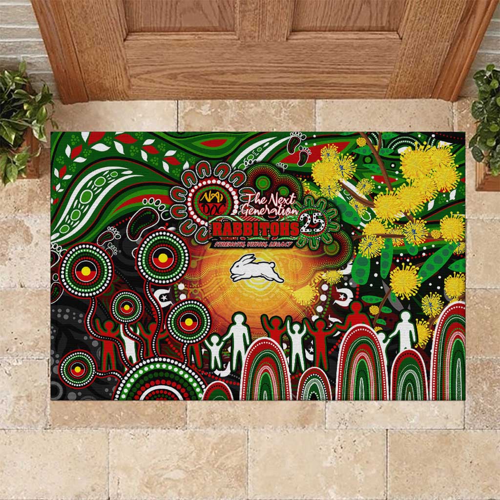 NAIDOC Week 2025 Rabbitohs Rugby Rubber Doormat Aboriginal Dot Painting