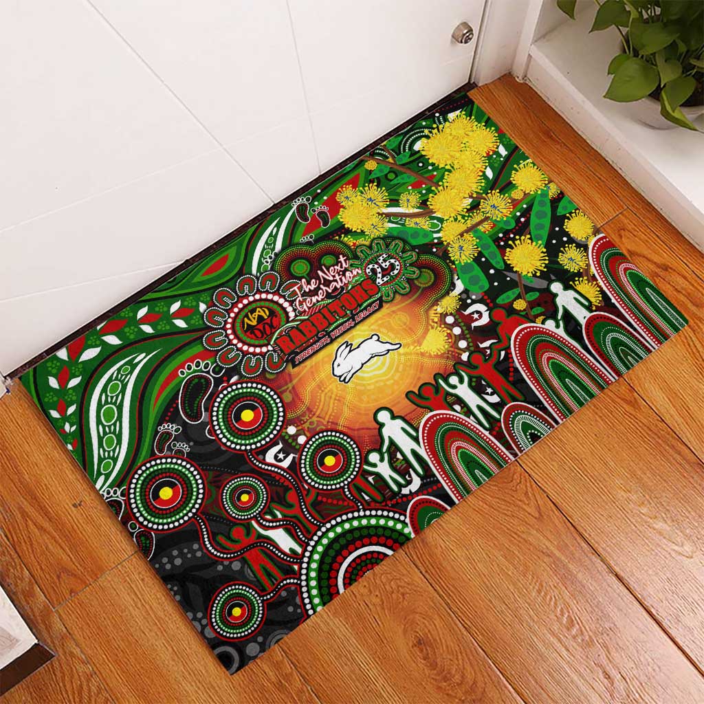 NAIDOC Week 2025 Rabbitohs Rugby Rubber Doormat Aboriginal Dot Painting