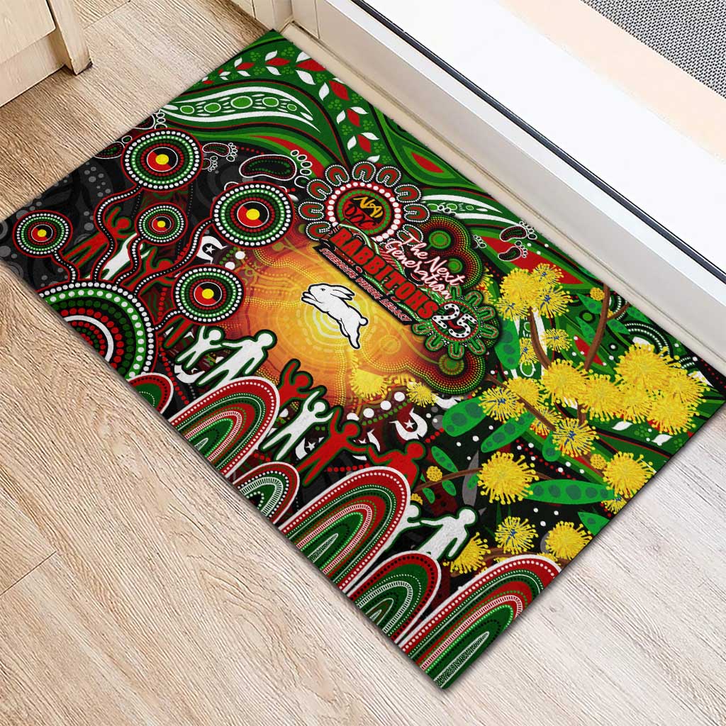 NAIDOC Week 2025 Rabbitohs Rugby Rubber Doormat Aboriginal Dot Painting