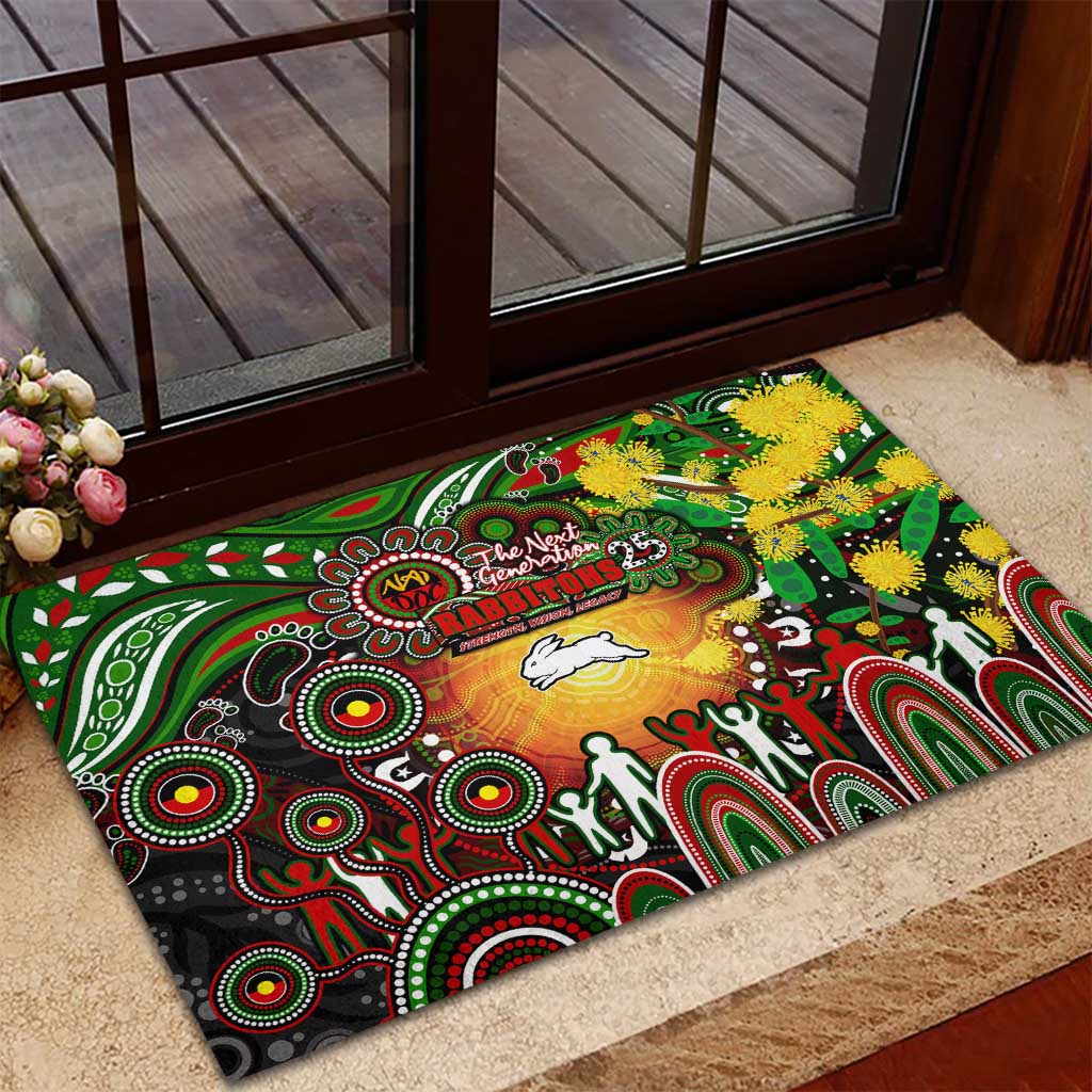 NAIDOC Week 2025 Rabbitohs Rugby Rubber Doormat Aboriginal Dot Painting