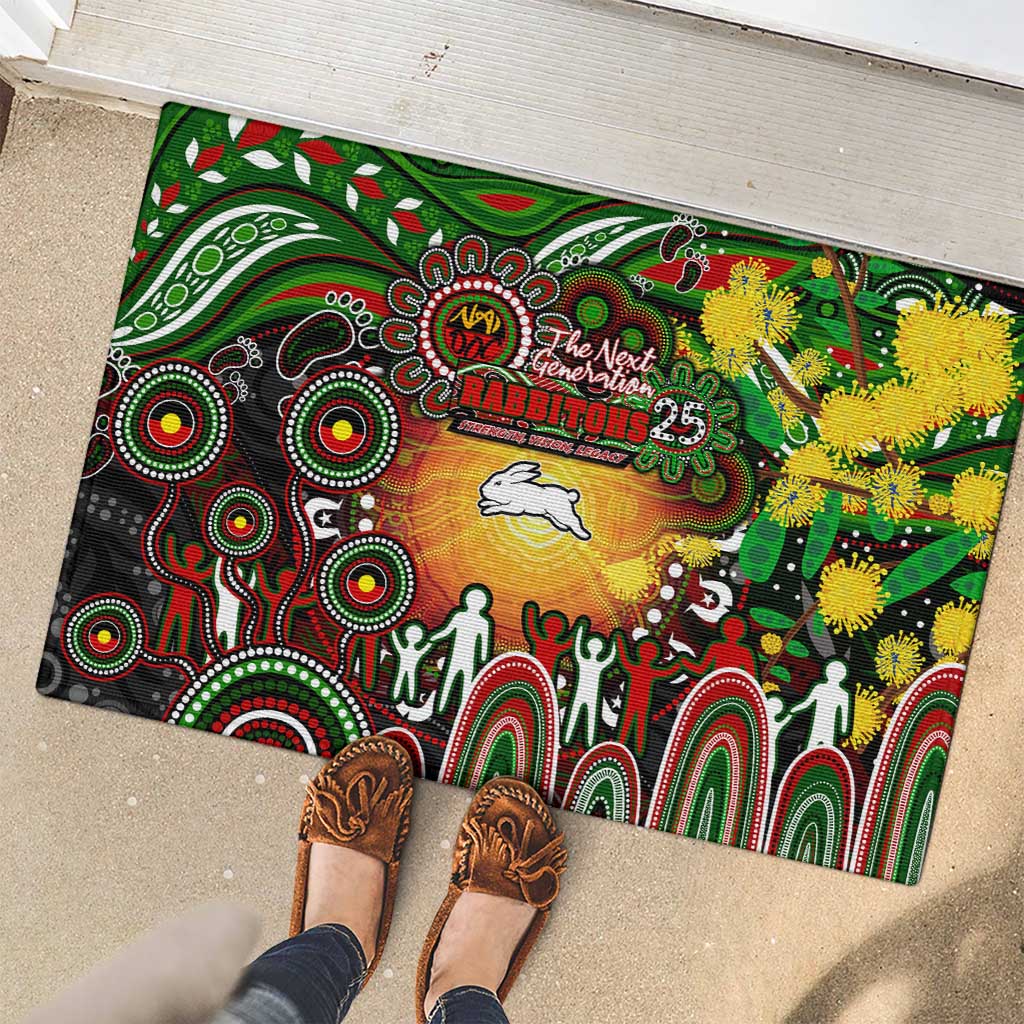 NAIDOC Week 2025 Rabbitohs Rugby Rubber Doormat Aboriginal Dot Painting