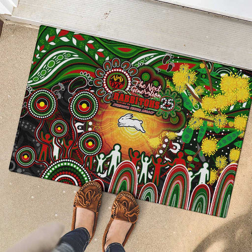 NAIDOC Week 2025 Rabbitohs Rugby Rubber Doormat Aboriginal Dot Painting