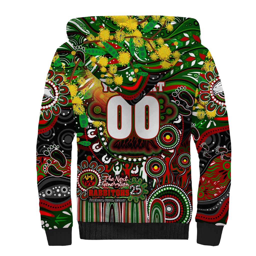 Personalised NAIDOC Week 2025 Rabbitohs Rugby Sherpa Hoodie Aboriginal Dot Painting