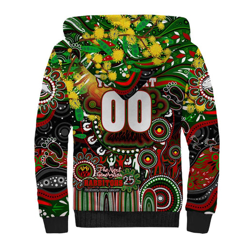 Personalised NAIDOC Week 2025 Rabbitohs Rugby Sherpa Hoodie Aboriginal Dot Painting