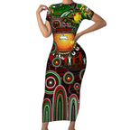 Personalised NAIDOC Week 2025 Rabbitohs Rugby Short Sleeve Bodycon Dress Aboriginal Dot Painting
