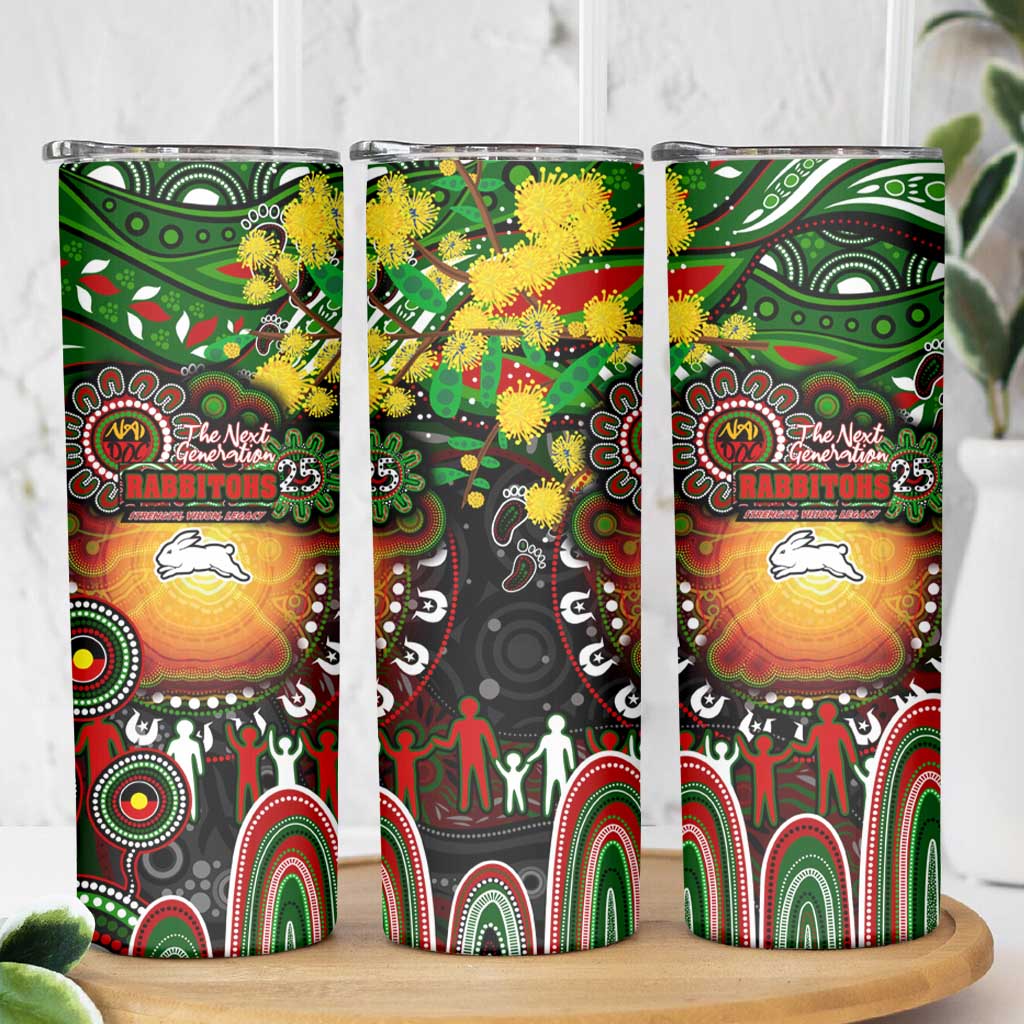 NAIDOC Week 2025 Rabbitohs Rugby Skinny Tumbler Aboriginal Dot Painting