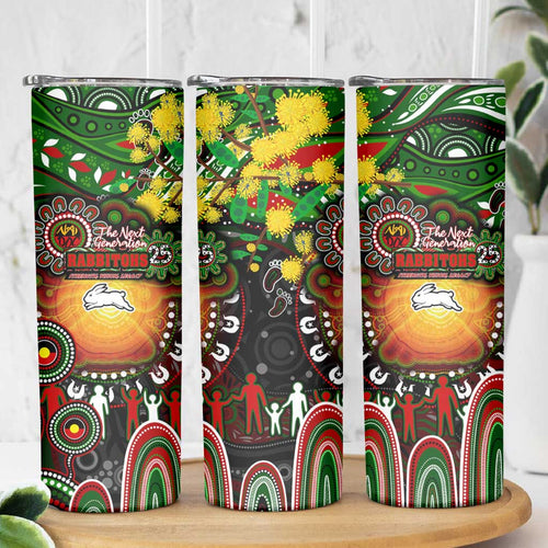 NAIDOC Week 2025 Rabbitohs Rugby Skinny Tumbler Aboriginal Dot Painting