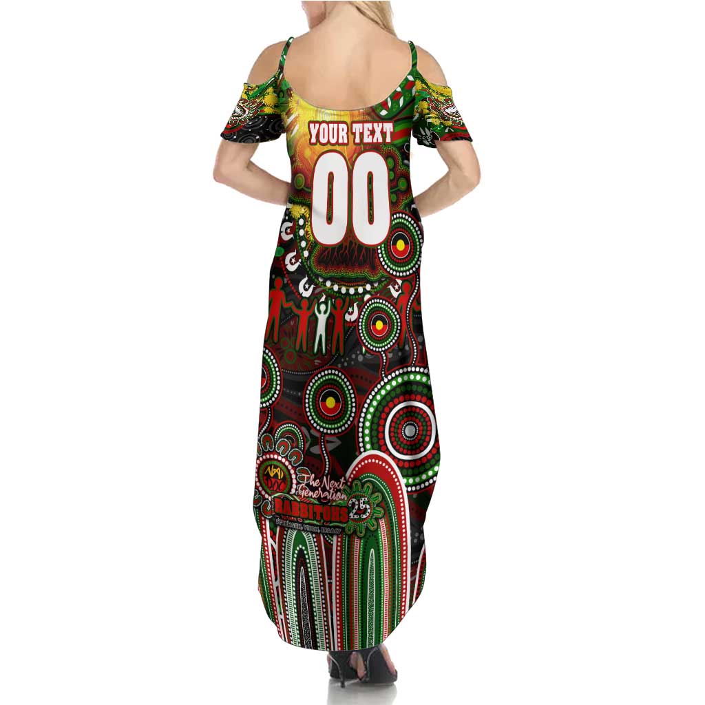 Personalised NAIDOC Week 2025 Rabbitohs Rugby Summer Maxi Dress Aboriginal Dot Painting