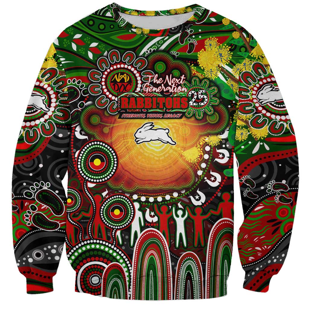 Personalised NAIDOC Week 2025 Rabbitohs Rugby Sweatshirt Aboriginal Dot Painting