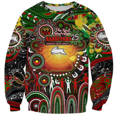 Personalised NAIDOC Week 2025 Rabbitohs Rugby Sweatshirt Aboriginal Dot Painting