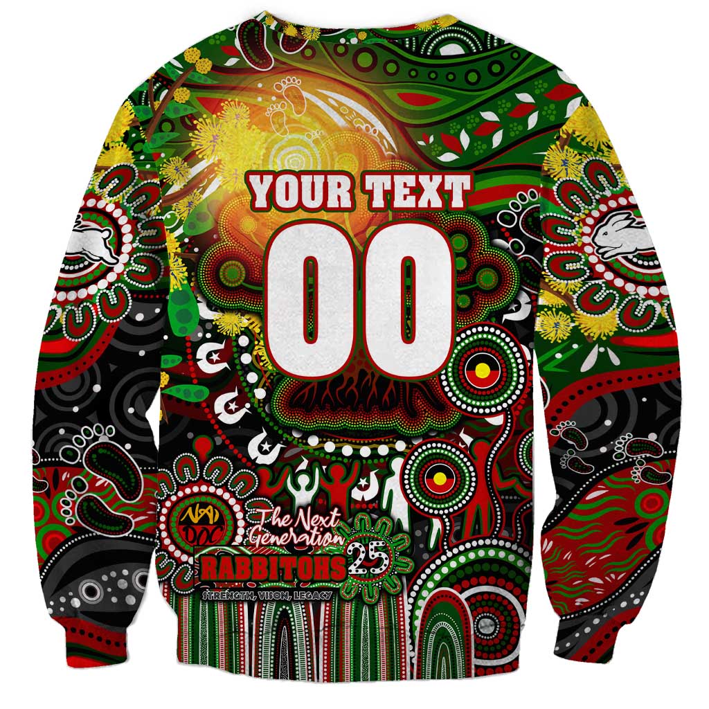 Personalised NAIDOC Week 2025 Rabbitohs Rugby Sweatshirt Aboriginal Dot Painting