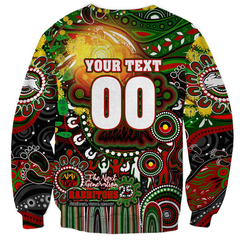 Personalised NAIDOC Week 2025 Rabbitohs Rugby Sweatshirt Aboriginal Dot Painting