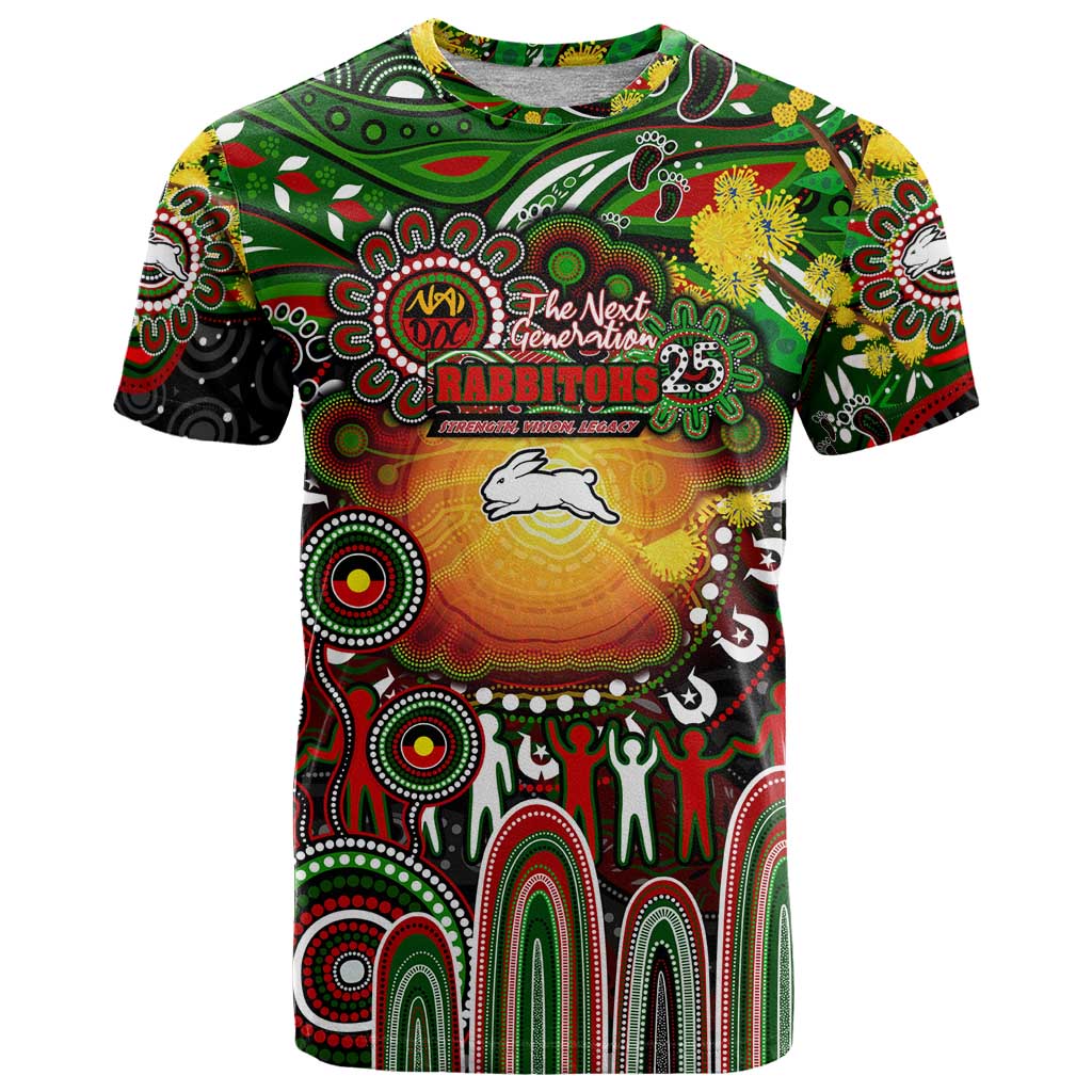 Personalised NAIDOC Week 2025 Rabbitohs Rugby T Shirt Aboriginal Dot Painting