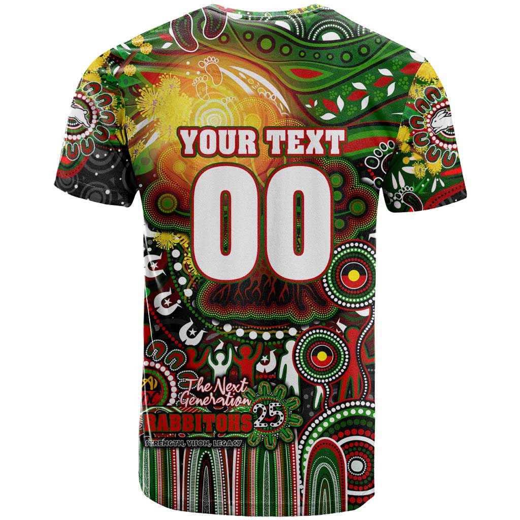 Personalised NAIDOC Week 2025 Rabbitohs Rugby T Shirt Aboriginal Dot Painting