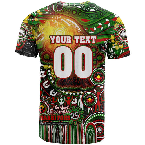 Personalised NAIDOC Week 2025 Rabbitohs Rugby T Shirt Aboriginal Dot Painting