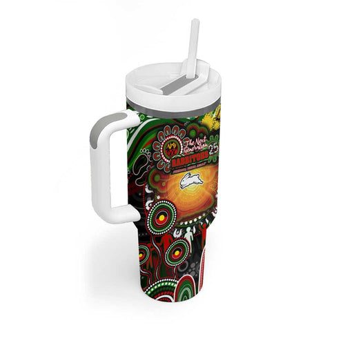 NAIDOC Week 2025 Rabbitohs Rugby Tumbler With Handle Aboriginal Dot Painting