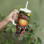 NAIDOC Week 2025 Rabbitohs Rugby Tumbler With Handle Aboriginal Dot Painting