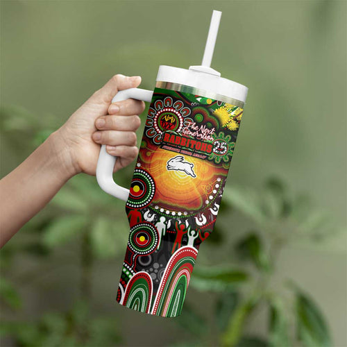NAIDOC Week 2025 Rabbitohs Rugby Tumbler With Handle Aboriginal Dot Painting